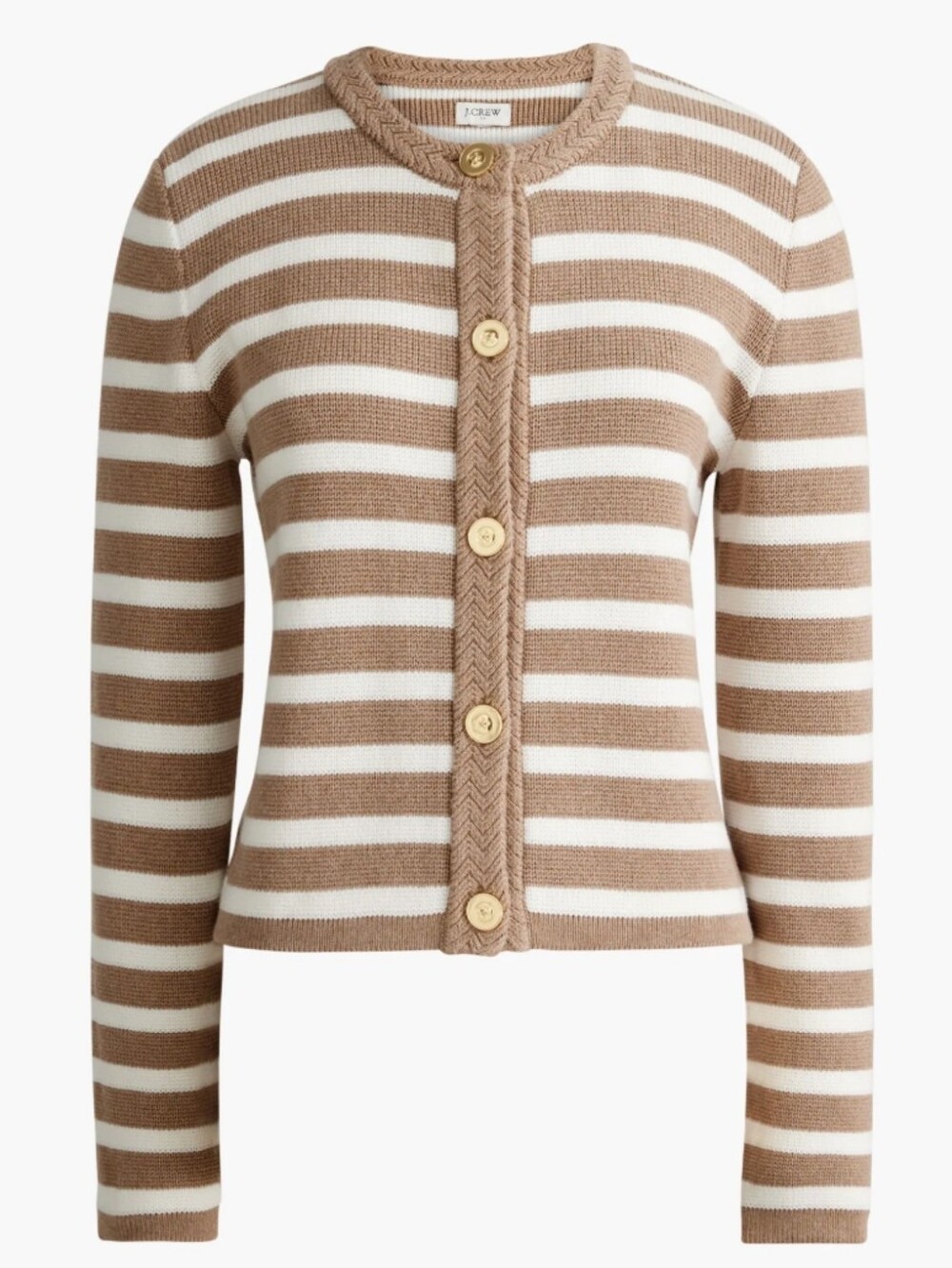 J. Crew Striped Cotton Lady Jacket Cardigan Sweater Gold Button Knit NWT XXL